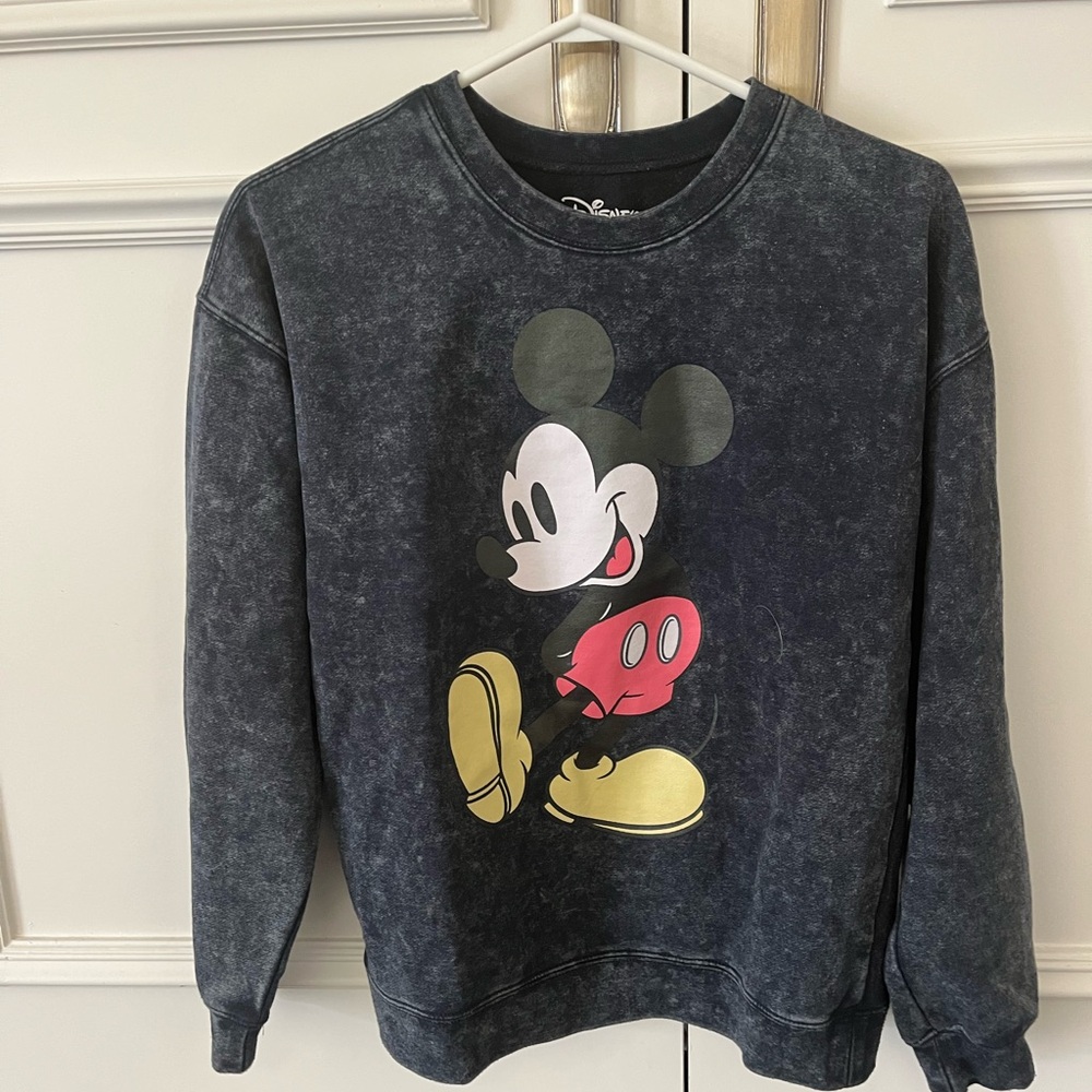 Disney LadiesCharcoal Mickey Mouse Crewneck Sweater
